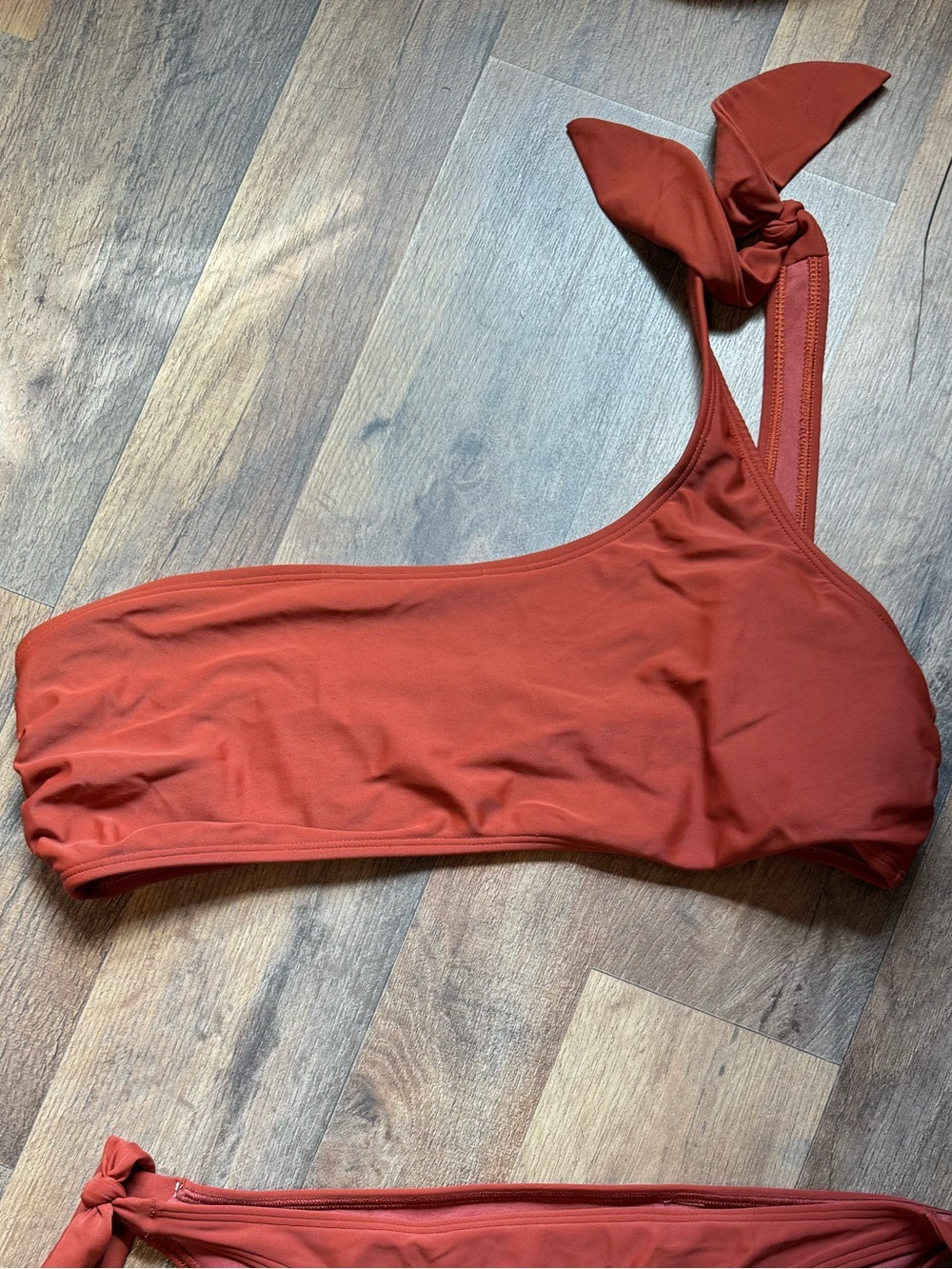 Abercrombie & Fitch One-Shoulder Bikini Top in Burnt Orange
